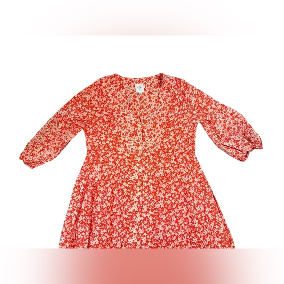 The Nines by Hatch Orange Floral Maternity Maxi Dress Puff Sleeve Size Small - Picture 4 of 9